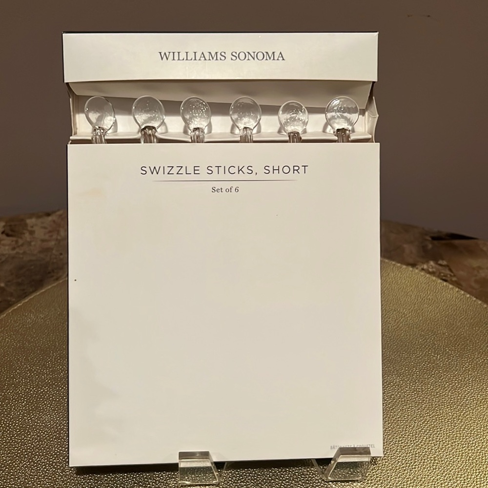 Williams Sonoma Glass Swizzle Sticks, Set/6